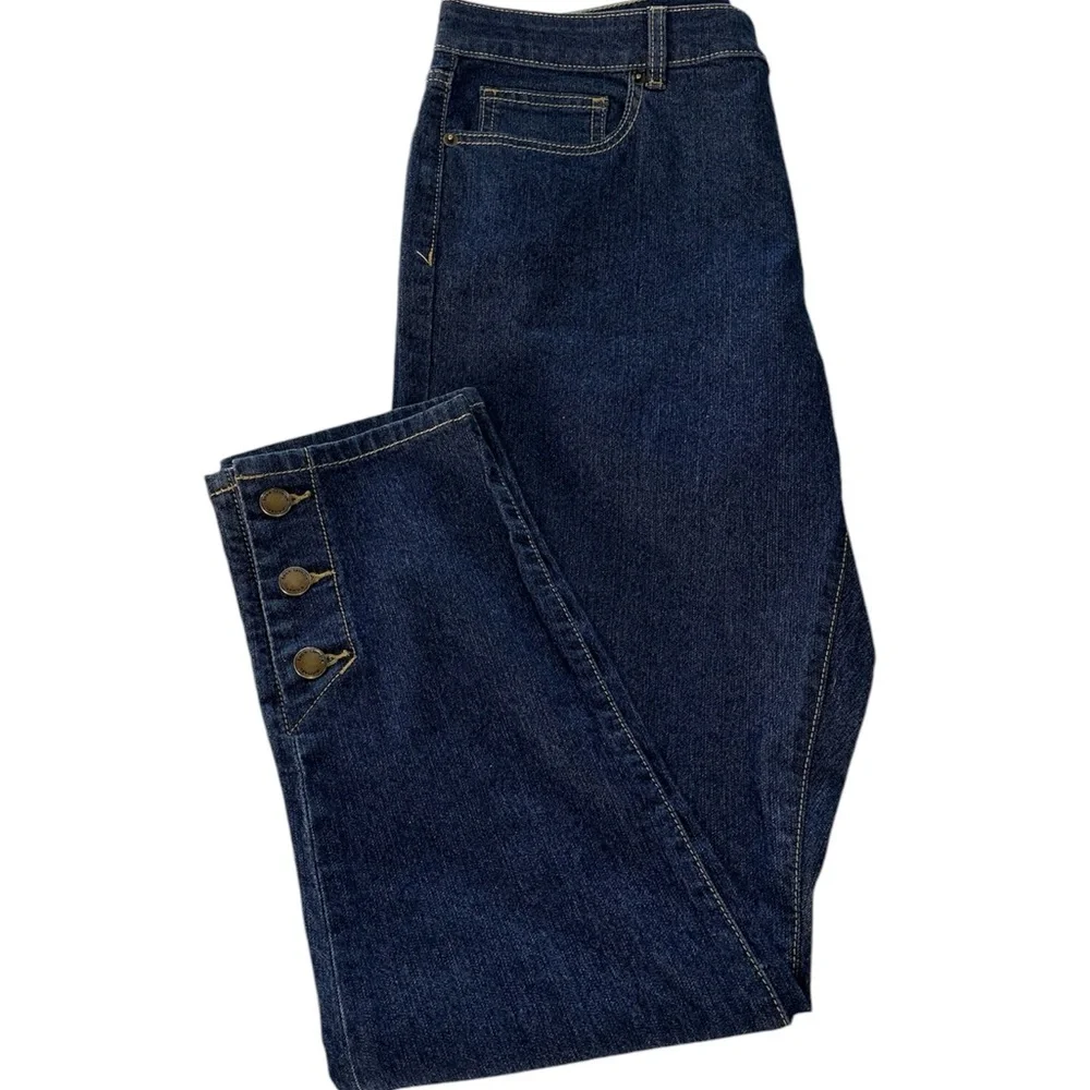 Michael Kors Jeans Skinny High Rise Ankle Button Dark Wash Denim Women’s Size 12